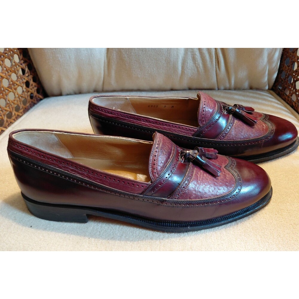 Vintage Johnston & Murphy Domani 6923 Men’s 9M Burgundy Tassel Loafers Italy